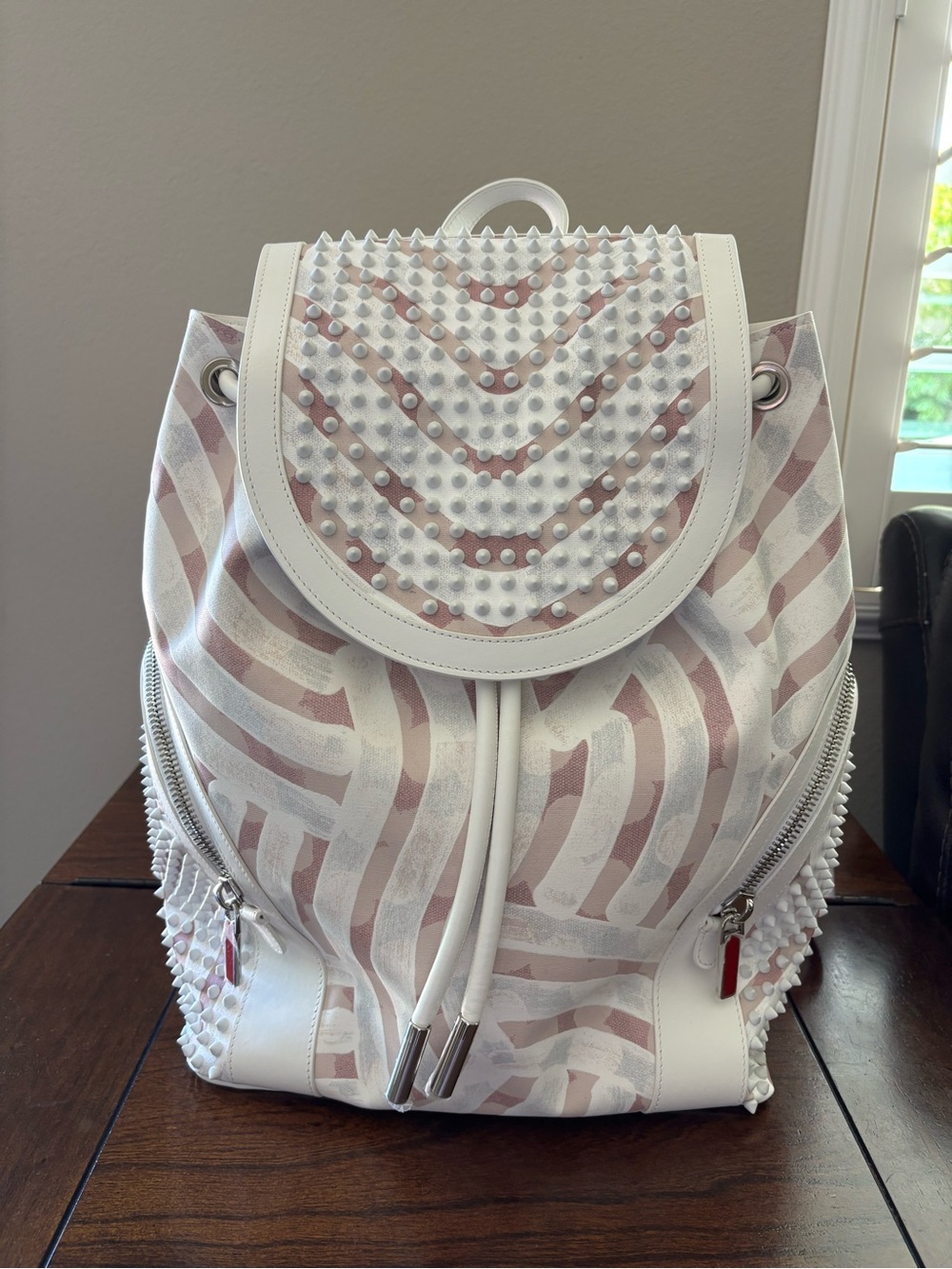 Christian Louboutin Funky White & Blush Studded Women's Backpack
